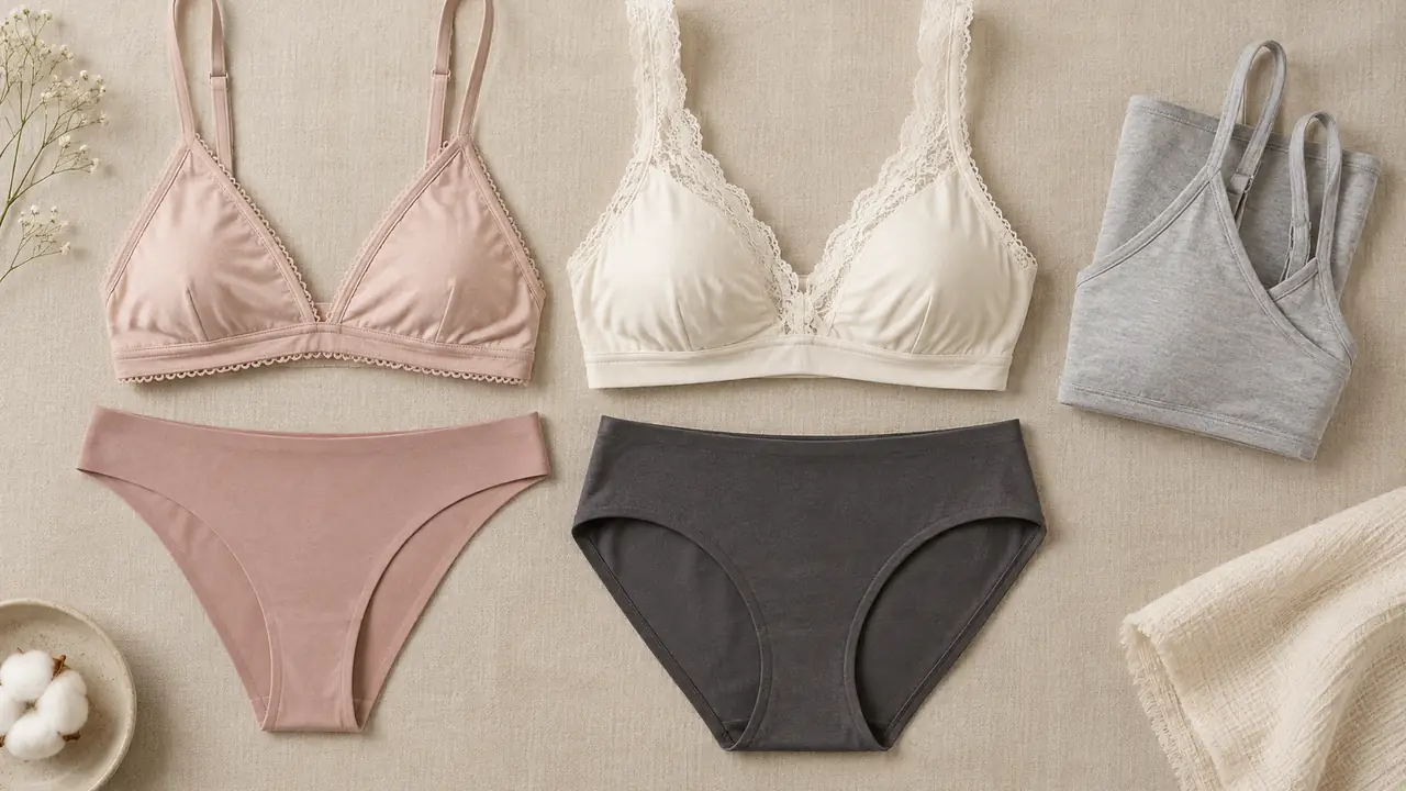 Map-style illustration of the Shantou, Puning, Foshan and Yiwu lingerie clusters with lace and elastic swatches