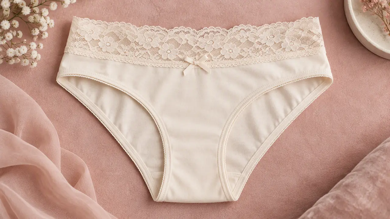 Brief panty in cotton-modal jersey laid flat showing the full-coverage cut and covered waistband